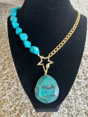 🩵Park Lane Fiji Necklace Genuine Turquoise Gold Tone Statement 🩵
